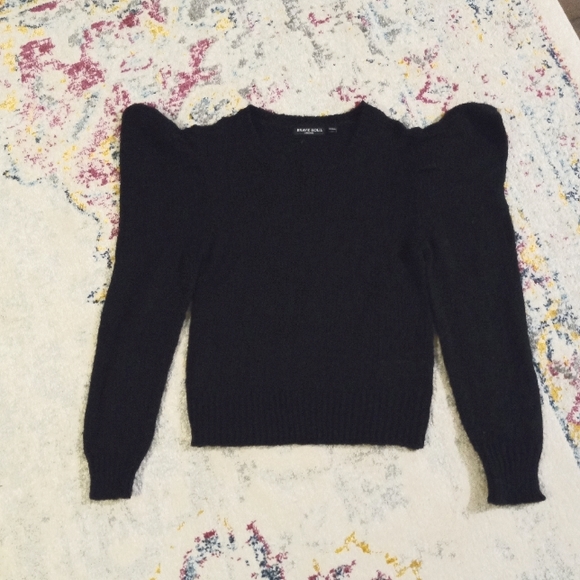 Brave Soul Puff Sleeve Sweater Size M Black - Picture 1 of 4